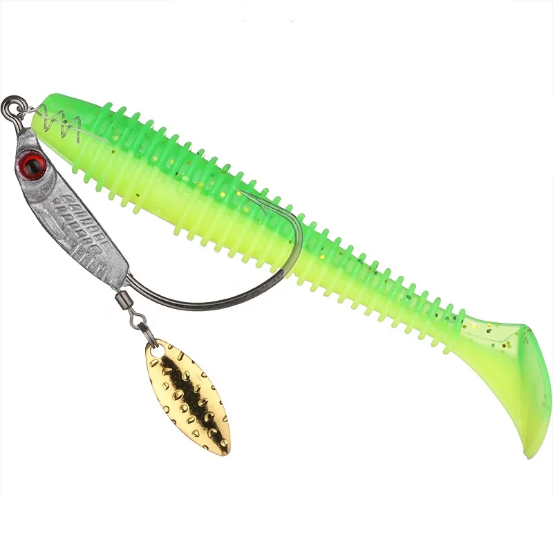 3pcs 3D Eyes Jig Head Fishing Hooks with blade Fish Like jig hooks with spinner