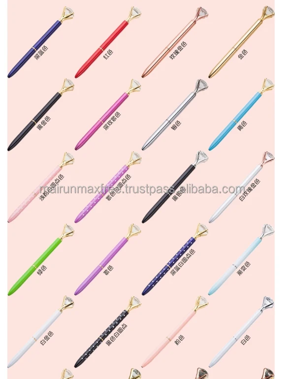 Luxury Trendy Products 2023 New Arrivals Wholesale Multicolor Diamond Ballpoint Pen Gel Pen with Custom Logo for girls holiday