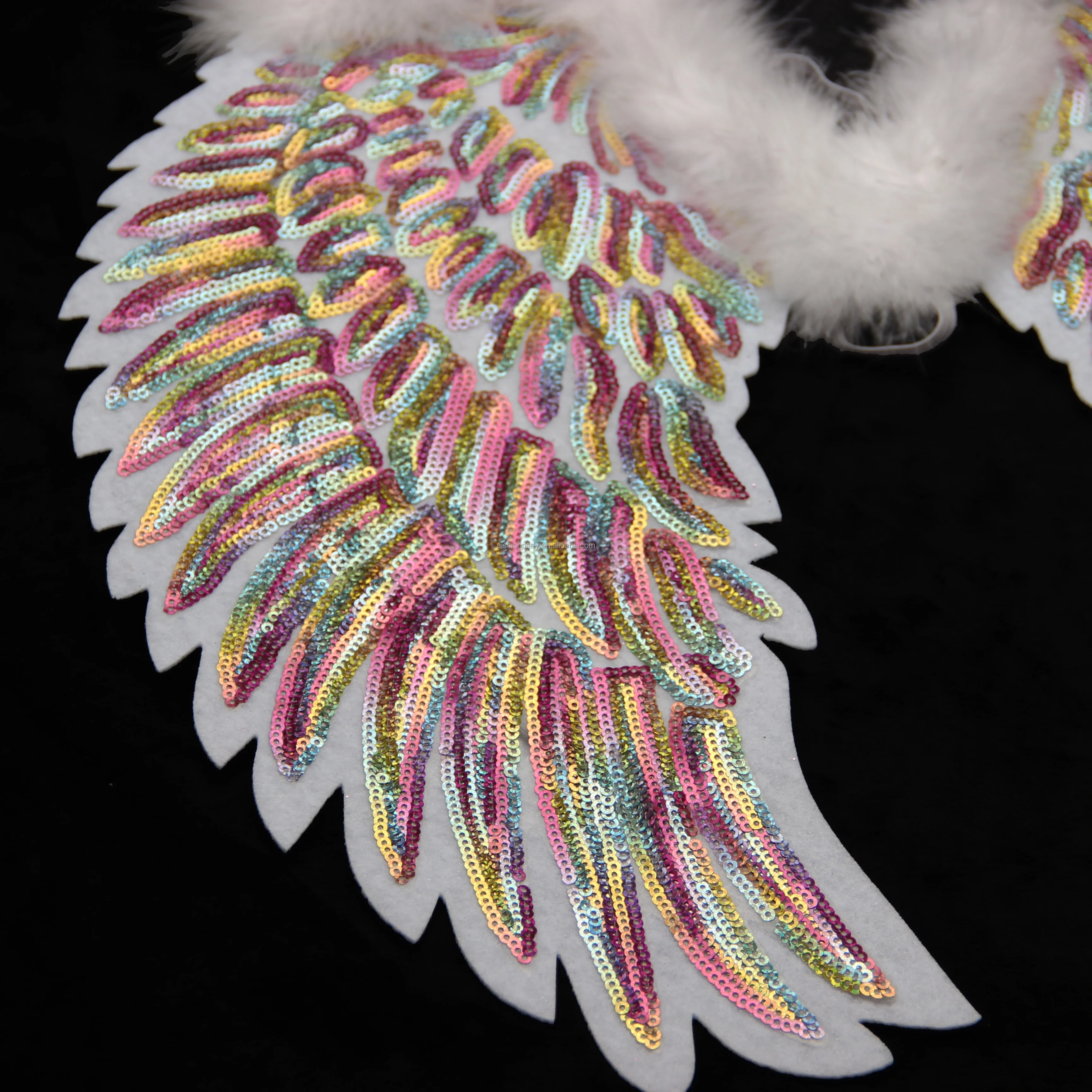 Factory Custom Party Supplies Wings Feather New Wings Shape Feather Ornaments Marabou Sequin Wings for Party