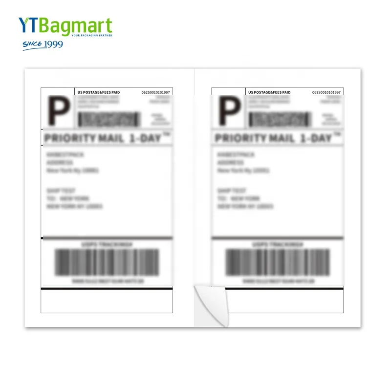 Ytbagmart изготовление размеров под заказ самоклеющиеся 2 пластину алюминиевого сплава/лист на половину листа тепловой транспортные этикетки наклейки для лазерных и струйных