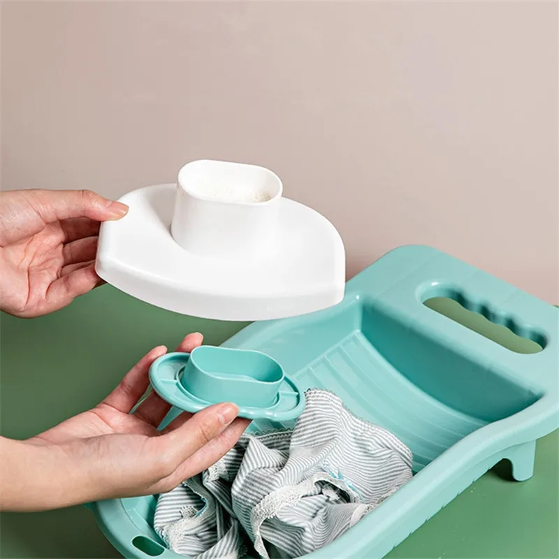 Portable Laundry Washing Board with Handle Clothes Cleaning Tools for Home Plastic Washboard with Brush