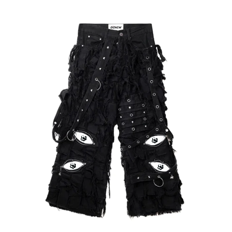 DiZNEW Jeans manufacturer custom jeans loose fit for folding street wear stone wash loose wide leg jeans