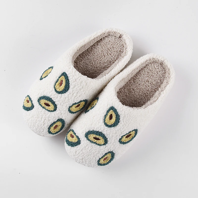 Wholesale Custom Animal Prints Cute fluffy fuzzy Linen Slippers Dog Cat plush Home Slides Ladies Winter Indoor Slipper