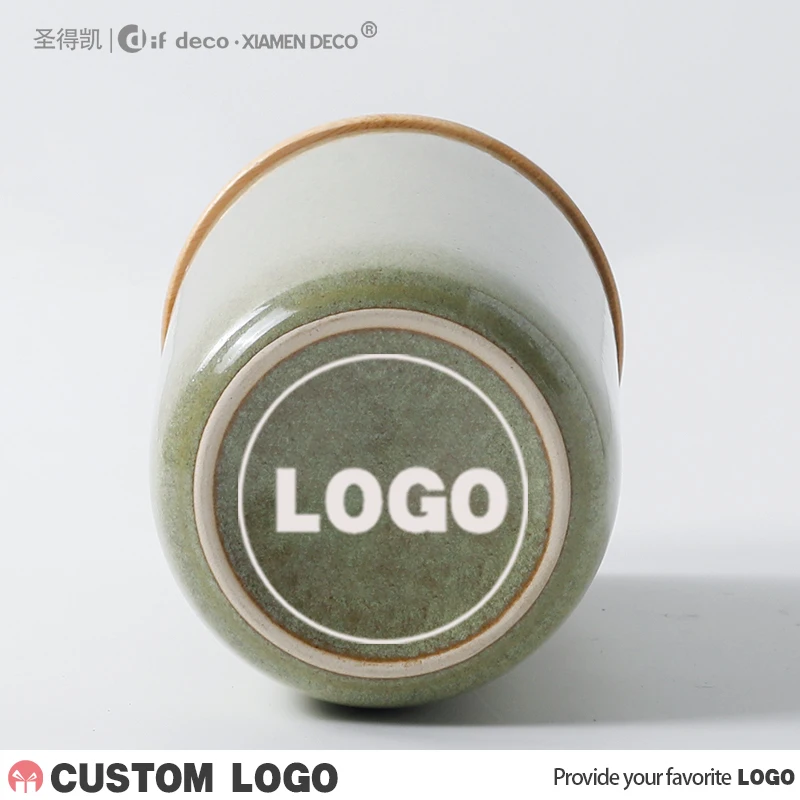 Reactive Glaze Porcelain Cans Kitchen Food Storage Salt Sugar Tea Container with Bamboo Lid