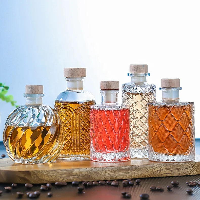 50ml 100ml 150ml 200ml 250ml 300ml Round Mini Small Empty Liquor Wine Glass Bottle for Whiskey