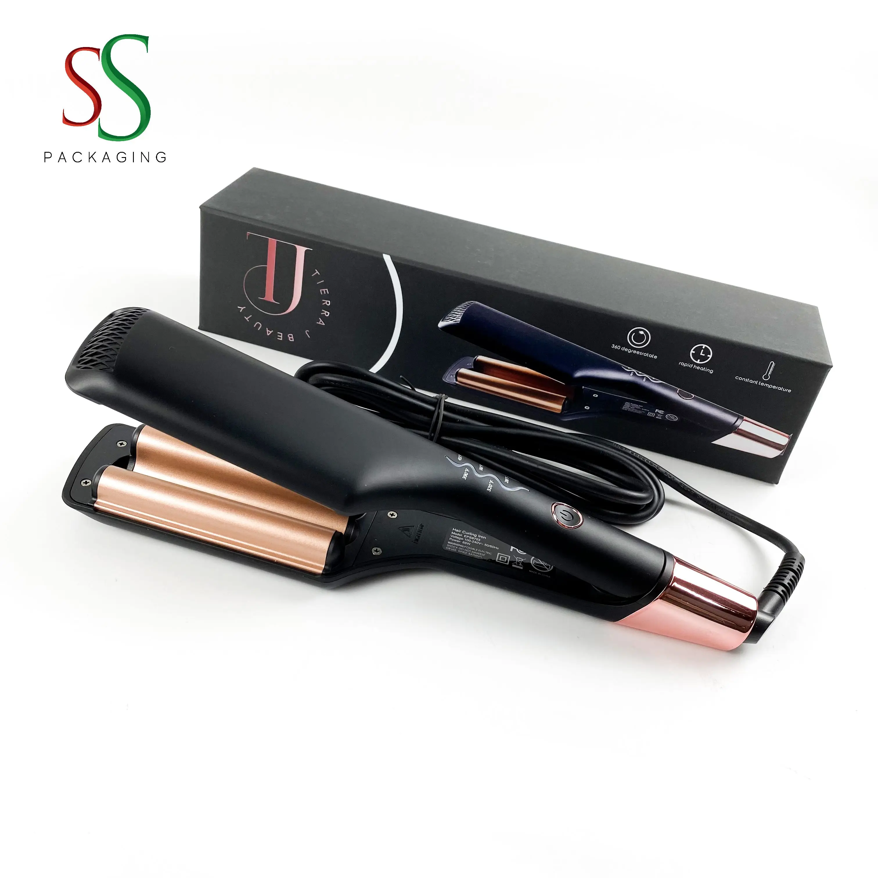 SS Hair Packaging  High Quality Wholesale Hot Comb Custom Logo Crimper Hair Iron