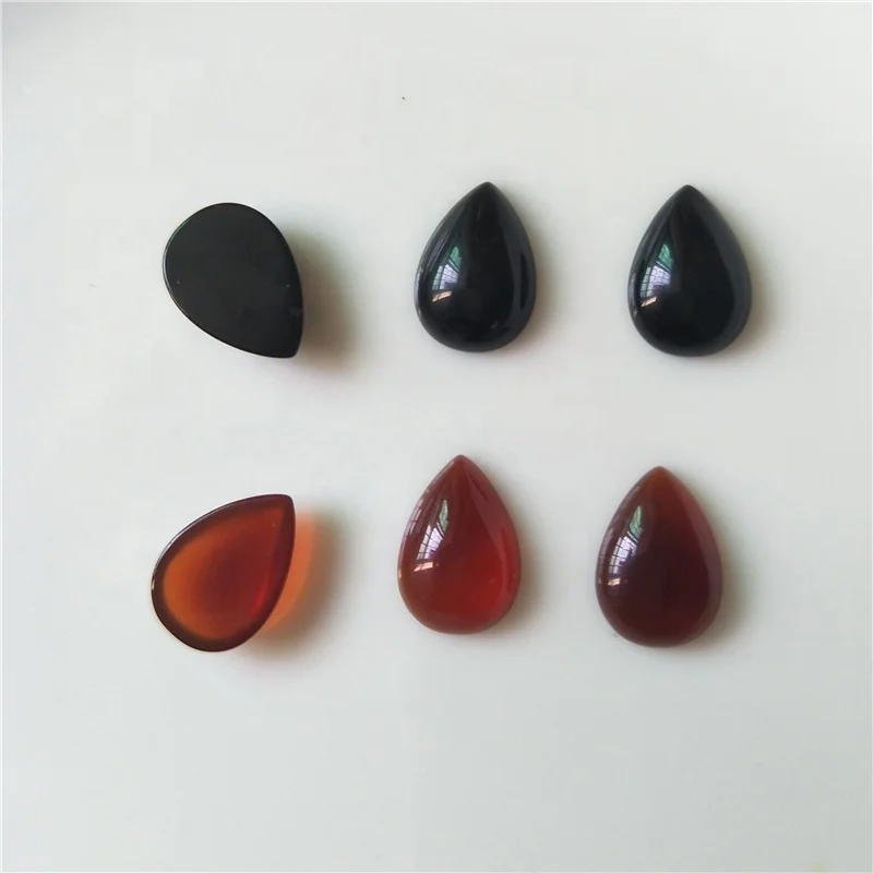 Wholesale Black Red Natural Agate Pear Cut Drop Cabochon Gemstone Jewelry Accessories