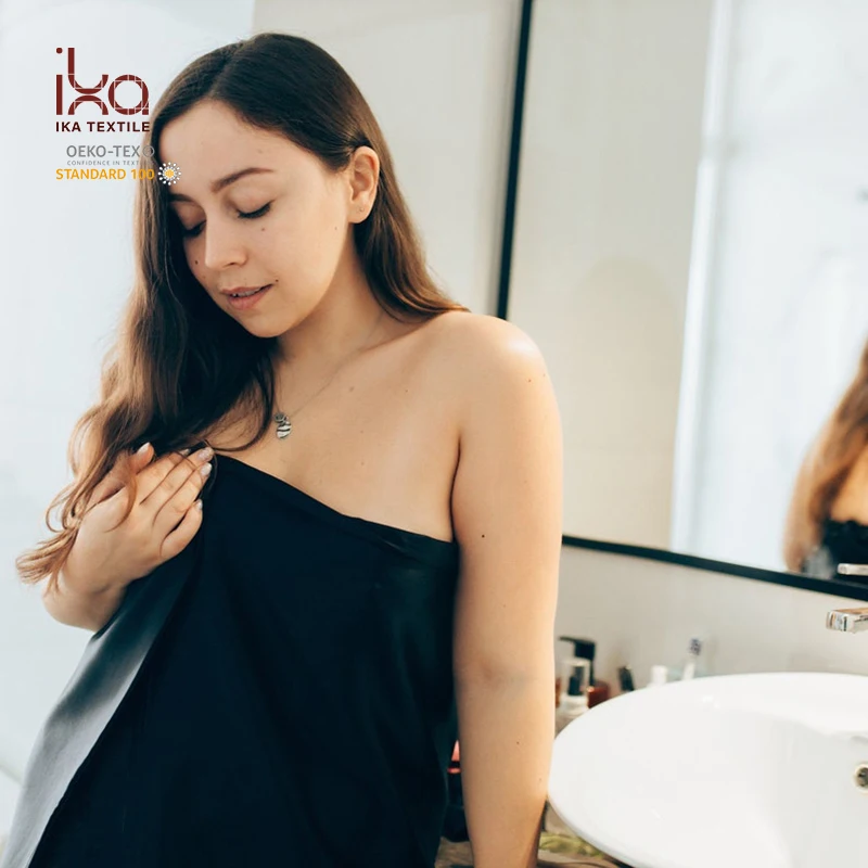 22mm Pure Mulberrry Silk Noir Double Layers Hair Towel with Hanging Loop