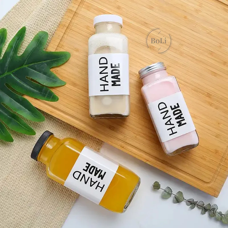 250ml 500ml Round Square Cold Juice Water Coffee Glass Bottle Matt Empty Glass Packing Bottles For Juice Kombucha Beveage