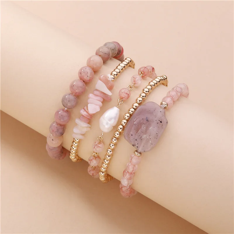 
2021 летний Штабелируемый браслет из натурального камня, браслет из пресноводного жемчуга, набор для женщин 