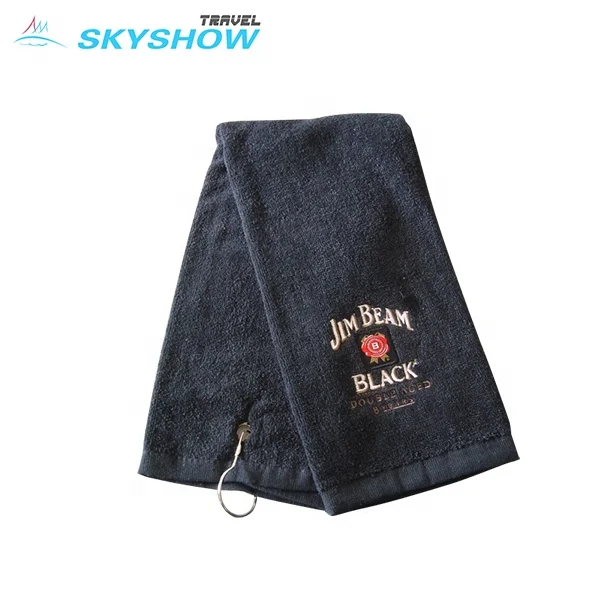 Custom Logo Organic Cotton Microfiber waffle weave Mini Golf Towel With Clip Rings Hook And Eyelet