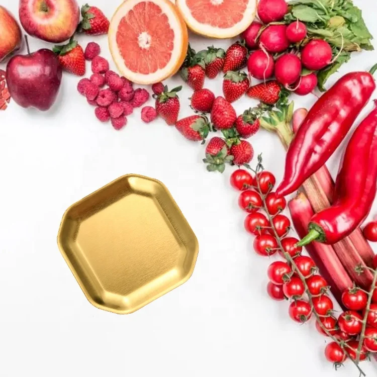 Stainless steel 304 dinner plate sauce dish plate barbecue square food plate wholesale