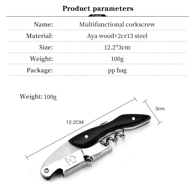 Low Price Promotion Gift Beer Bottle Opener Red Wine Corkscrew Opener With Foil Cutter