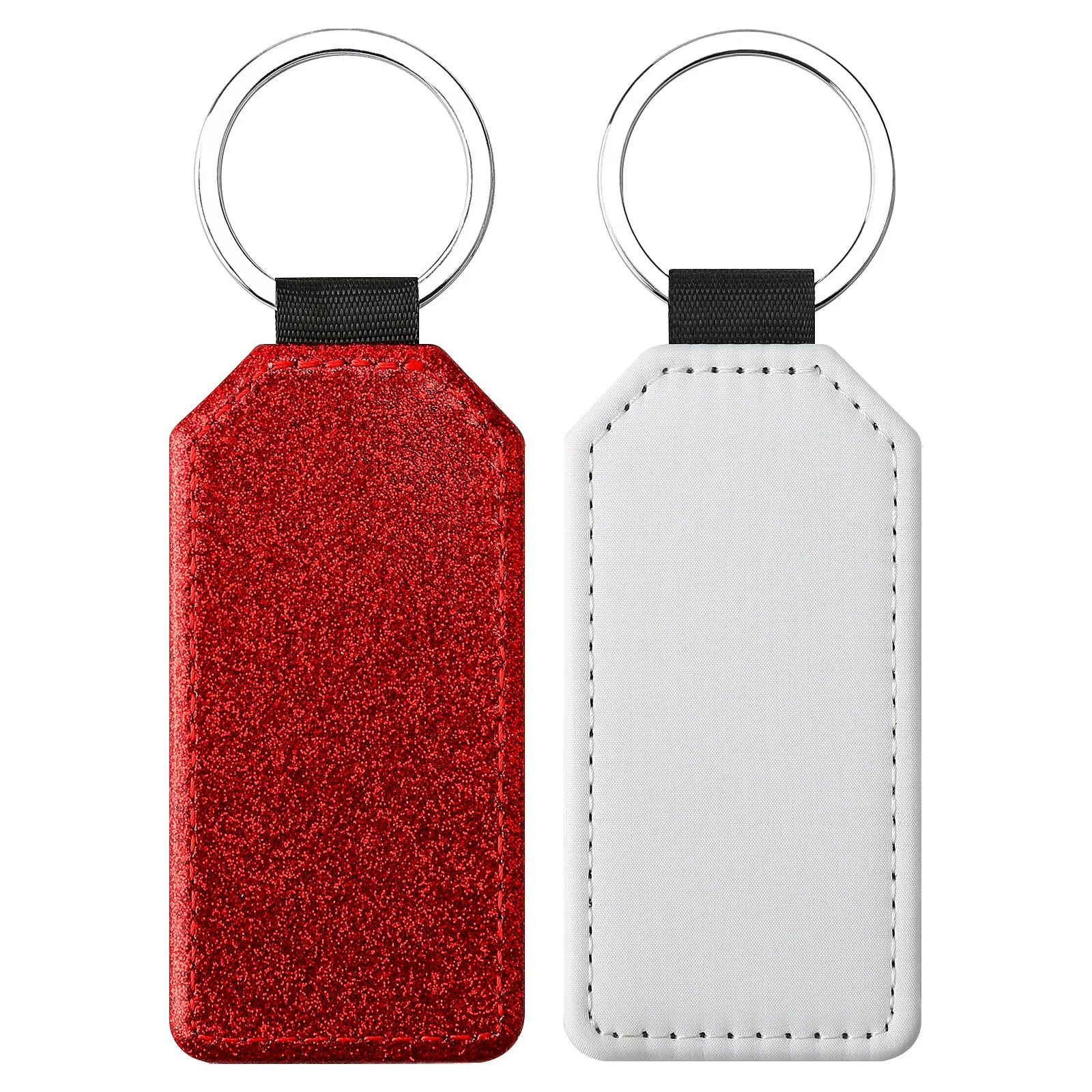 Fashion Business Thermal Transfer Blank Leather Keychain PU Leather Keyring for Gifts