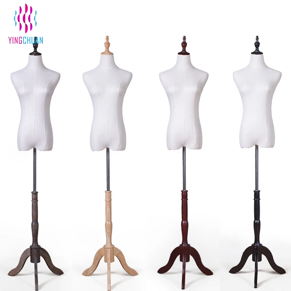 Wholesale half body foam dress form mannequin with wooden arms