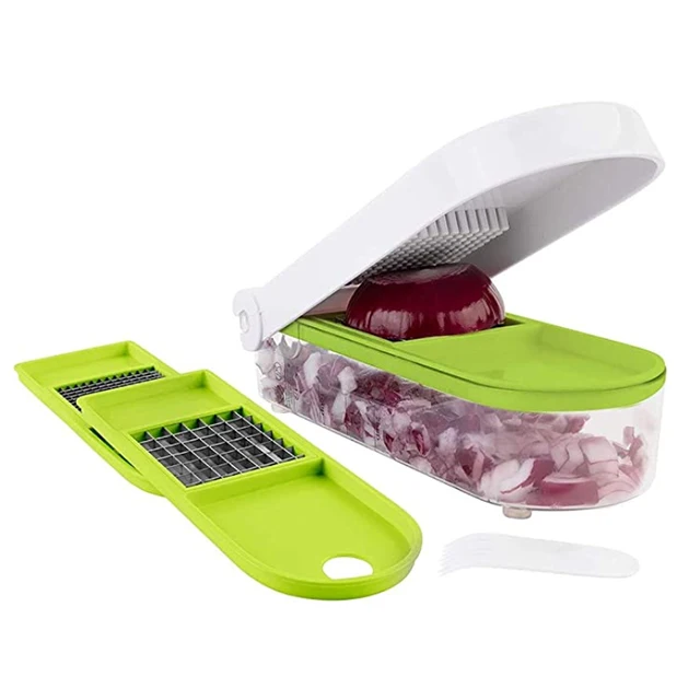 
12 in 1 Vegetable Slicer Potato Onion Chopper Veggie Chopper Dicer with Container (White) 
