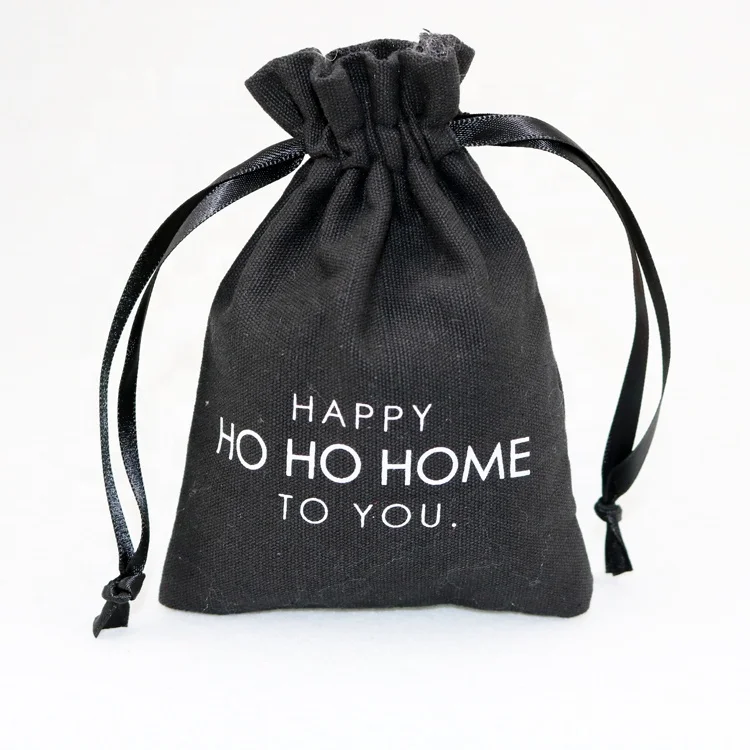 Черный хлопковый мешок для пыли Хлопковый на шнурке Подарочный индивидуальный мешочек ювелирных
