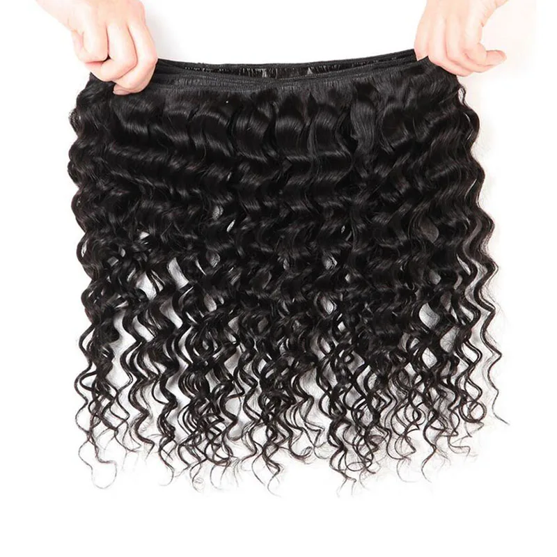 
Deep Wave Hair Extension Weave 9A Grade Peruvian Virgin Deep Wave With Frontal Human Hair Bundles Vendors With Lace Closure 