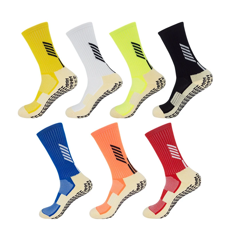 Sport men running anti slip tube Cotton Football Soccer Sports Grip Socks for Men