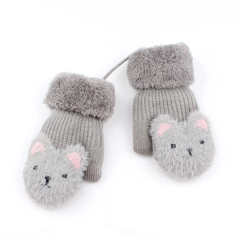 New Arrival Winter Baby Boys Girls Knitted Gloves Warm Rope Full Finger Mittens Gloves for Children Toddler Kids Gloves