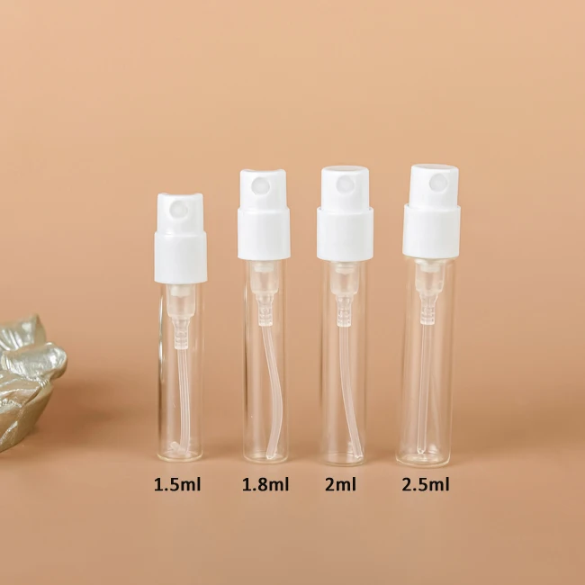 Ready to ship 1ml 1.5ml 1.8ml 2ml 2.5ml mini glass vials perfume sample glass spray bottles