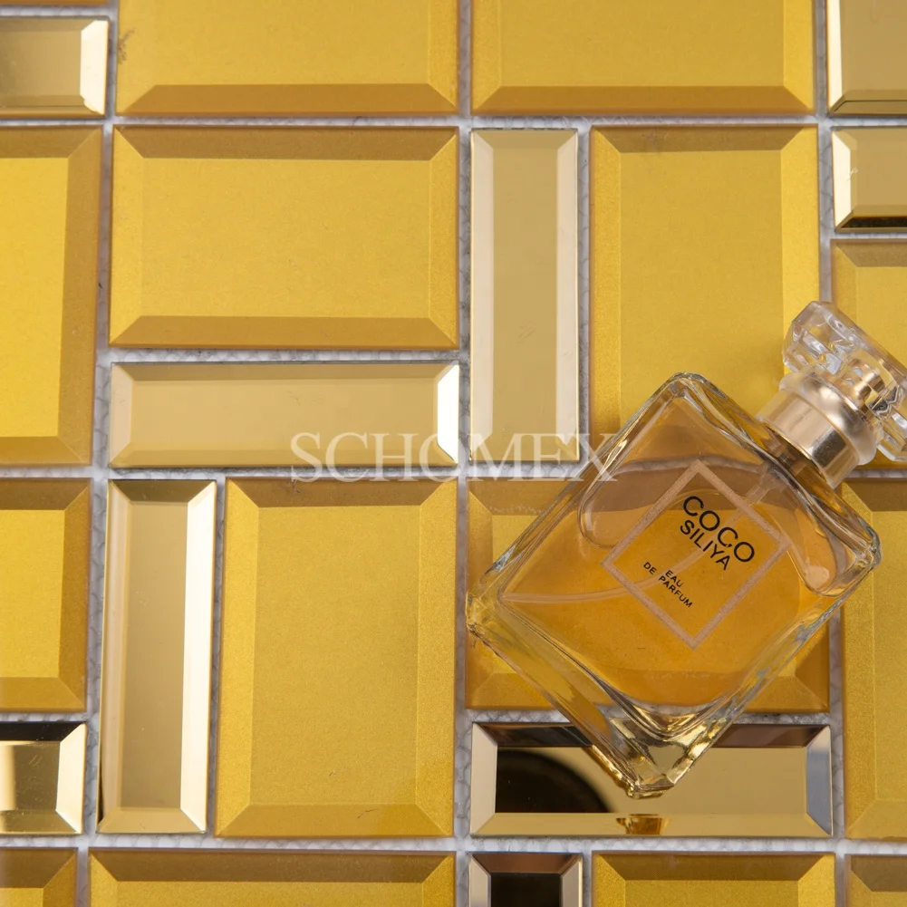 Золотая квадратная зеркальная стеклянная мозаика Schomex для кухни оптом