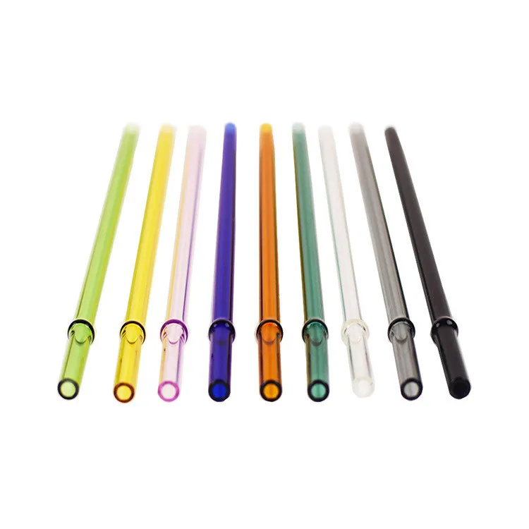 Best Selling 23 cm Long 8mm Diameter Non-Slip Card Buckle Glass Straw High Temperature Resistance Drinking Straws