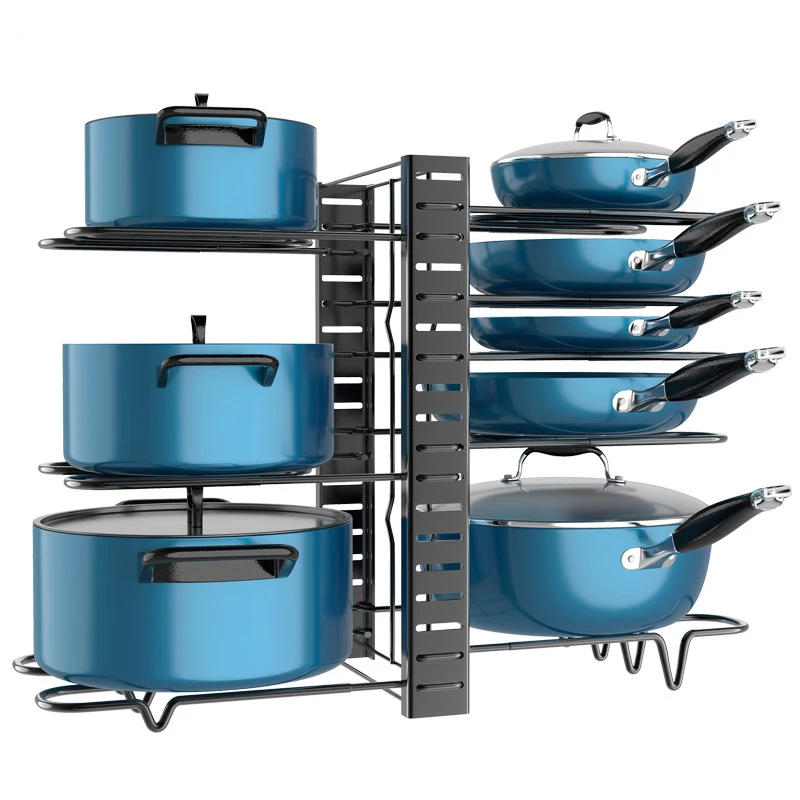 Hot 8 Tier Pot Rack with 3 DIY Methods Adjustable pots and pans organizer for cabinet
