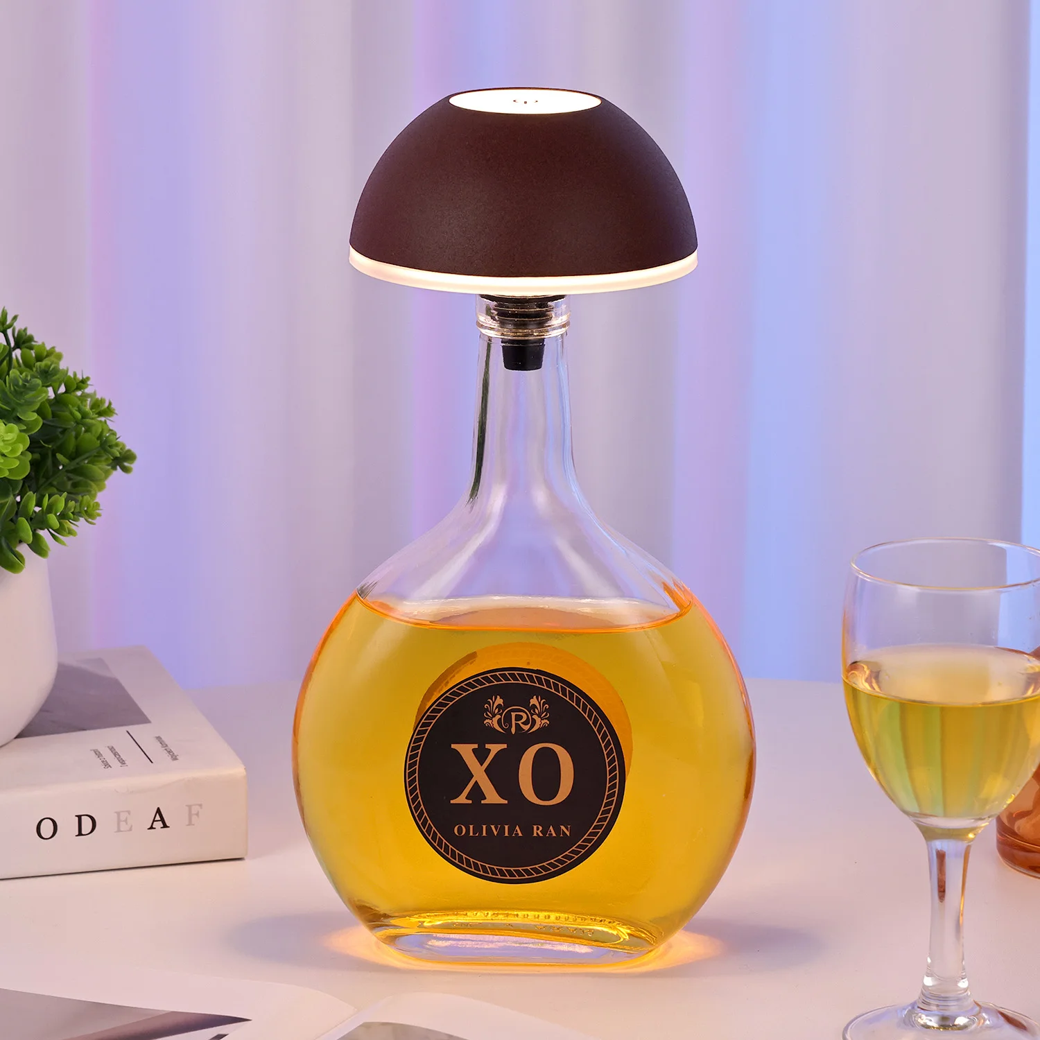 Fancy round Wine Bottle Mall Restaurant Decor Touch Dimmer 3 Light Metal Shade Ornaments LED Desk Lamp With Clear With socket