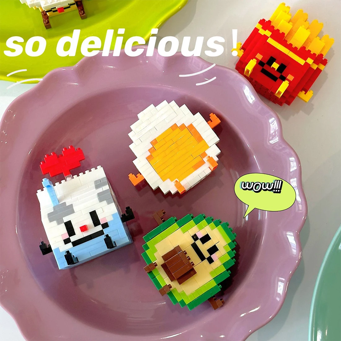 Happy food play series puzzle building blocks bricks toys mini building blocks sets funny food blocks with 12 styles