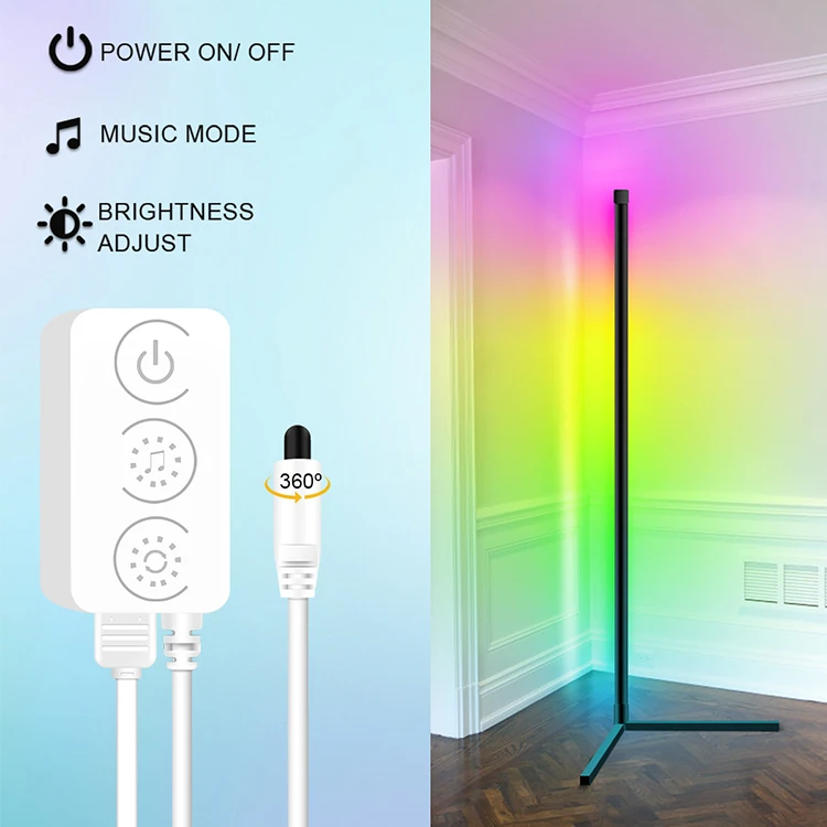 GVVOOHOME Modern Nordic Rainbow RGB Colorful Remote Control Lamp Led Corner Lamp Contemporary Atmosphere floor lamp Standing