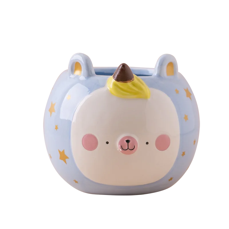 Decorative cute unicorn design stands mini cute cheap ceramic Flower Plant Pots for planting