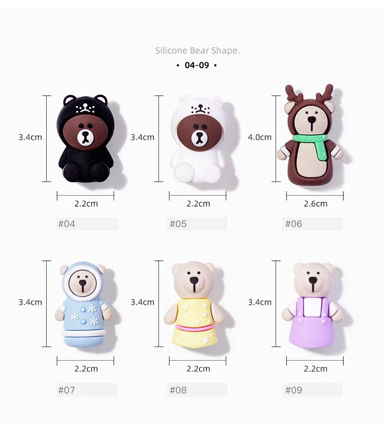 Cute Cartoon Silicone Bear Nail Dead Skin Scissors Protective Cover Manicure Tools Cuticle Nipper Tweezers Anti-fall Sleeve Cap