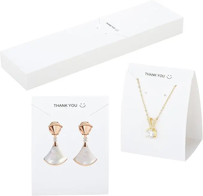 Custom Earring Display Cards White Standing Jewelry Display Cards Jewelry Holder Cards for Small Business Jewelry Supplies