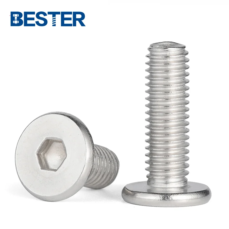 Din6912 Stainless Steel hex ultra-thin oblique edge flat corner chamfer round head furniture wafer socket screw