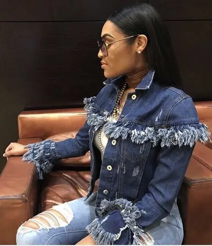 
2021 Clothing 815 Hot selling ripped mini jeans jacket women clothing fashion denim coat 