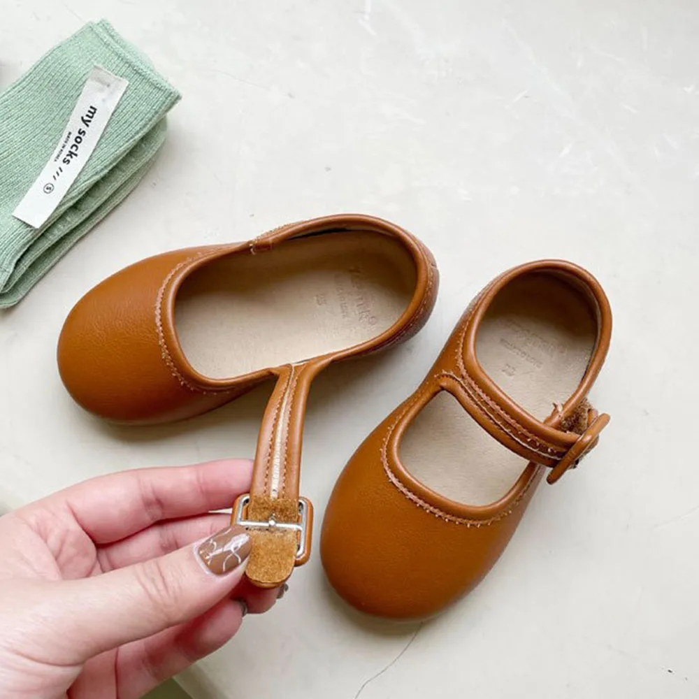 2022 корейский дизайн обувь для девочек детская кожаная карамельных