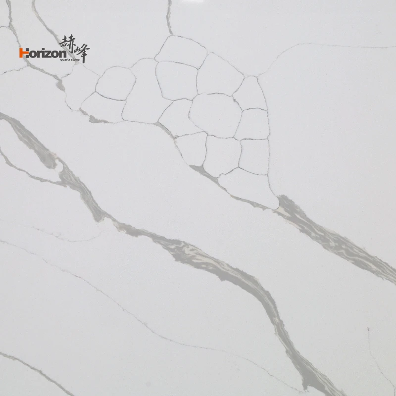 Horizon calacatta white quartz stone slabs for Kitchen quartz countertops