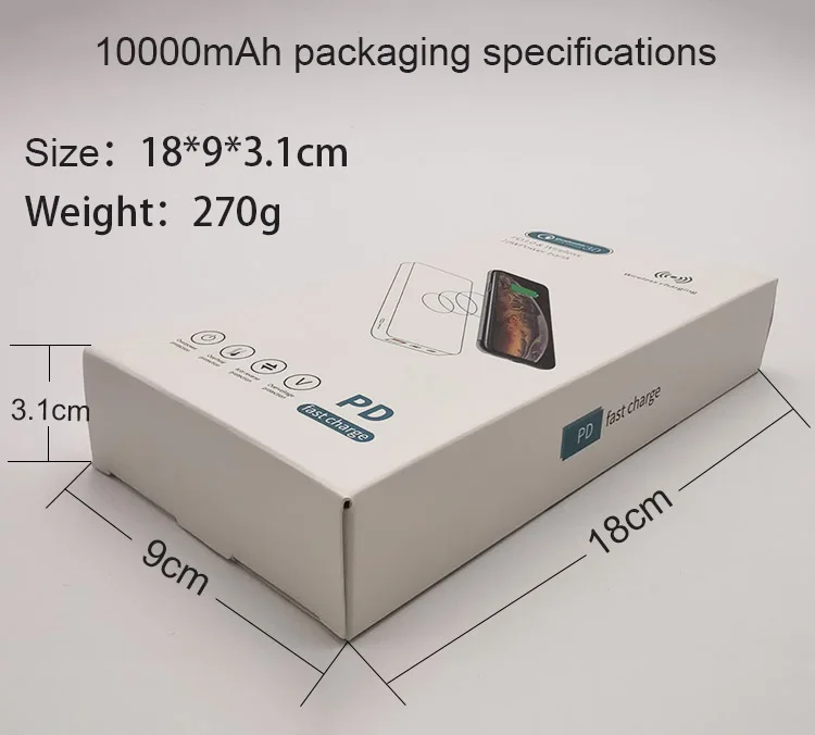 Портативное мини-зарядное устройство 2020 мАч 10000 18 Вт USB QC3.0 PD Type C с двумя выходами беспроводное быстрое зарядное для мобильного телефона внешний аккумулятор
