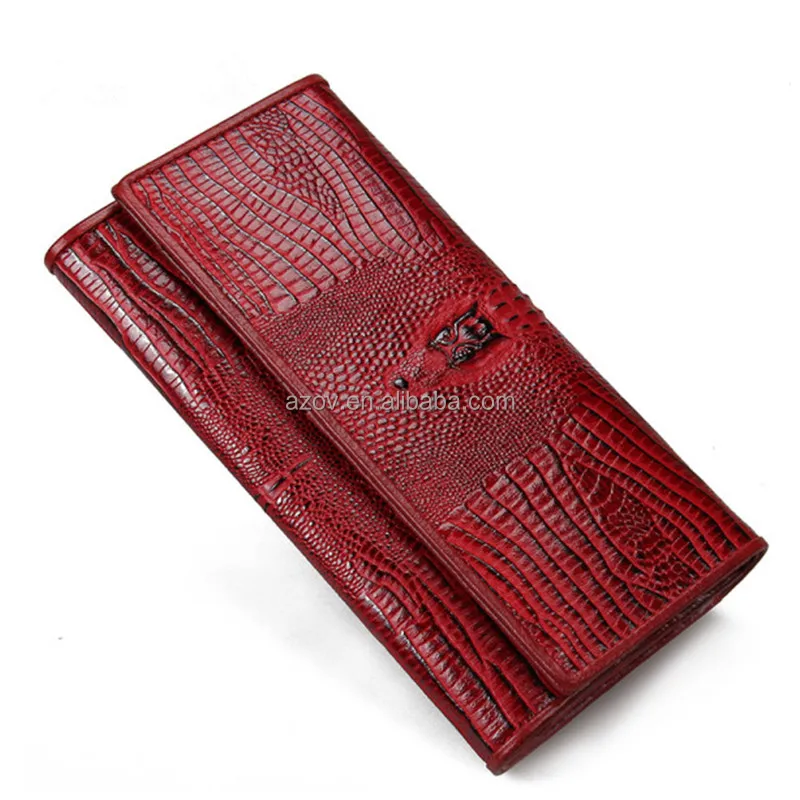 Luxury designer ladies long alligator leather purse wallets for women