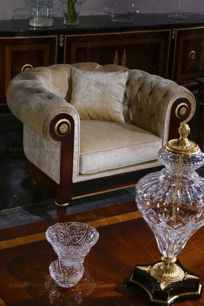 Home furniture Royal Luxury wooden Living Room sets Velvet sectional Sofa