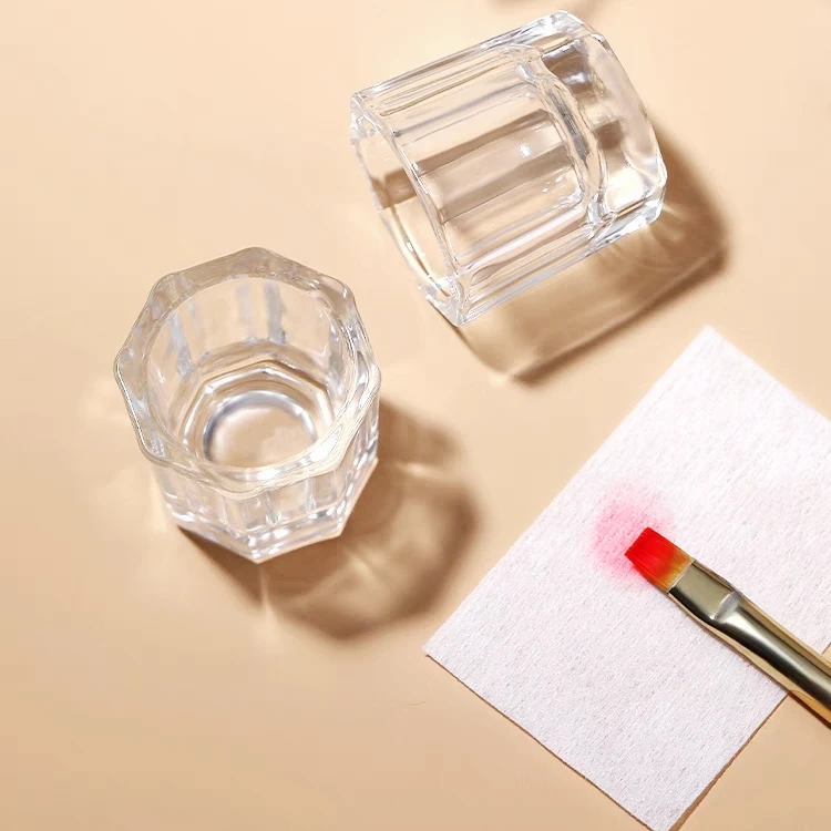 Wholesale crystal glass cup for nail art brush clean nail polish UV gel paint brush cleaner cup