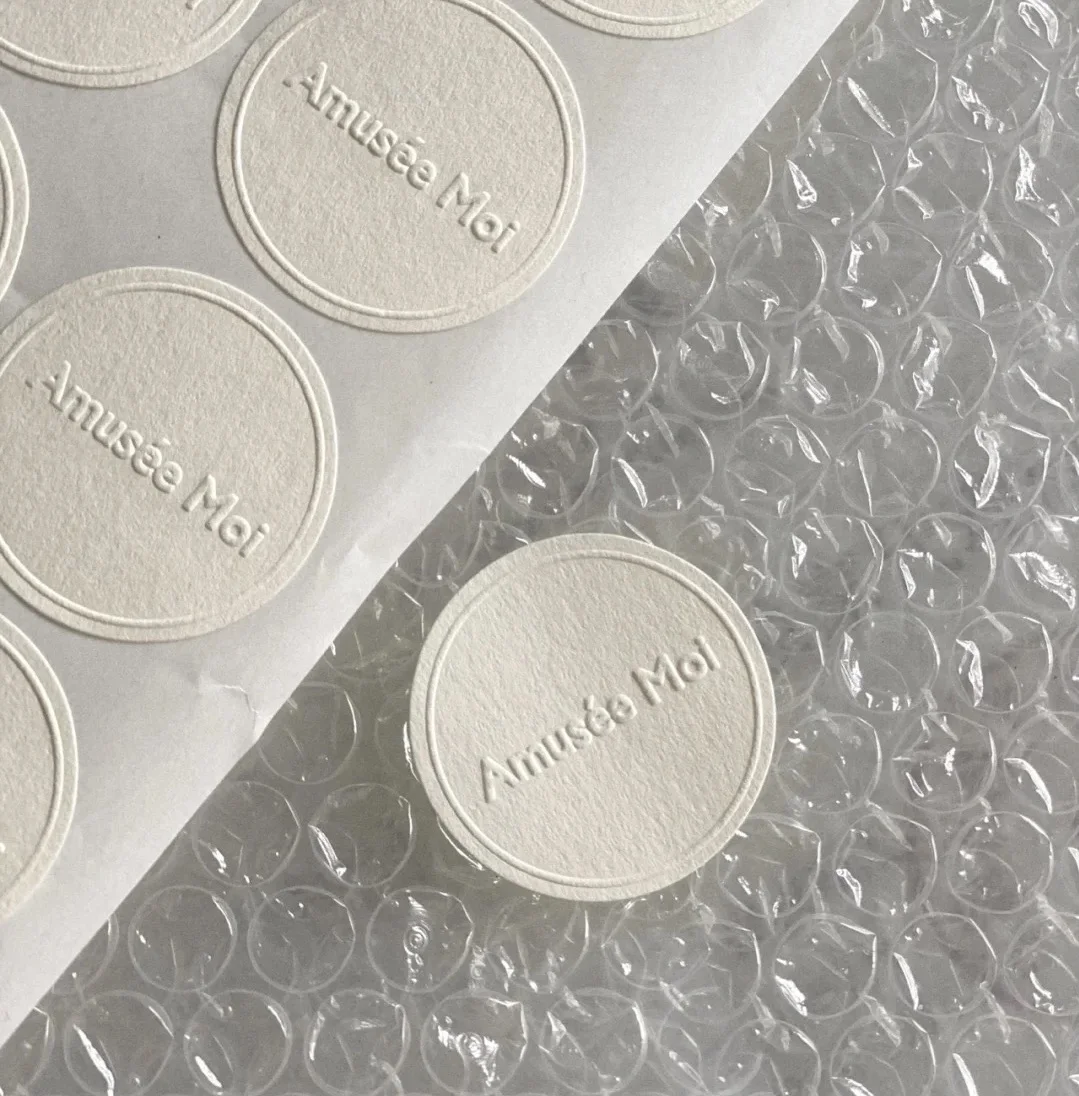 Custom Thank you stickers for small business custom decorative die cut round embossed letterpress business stickers