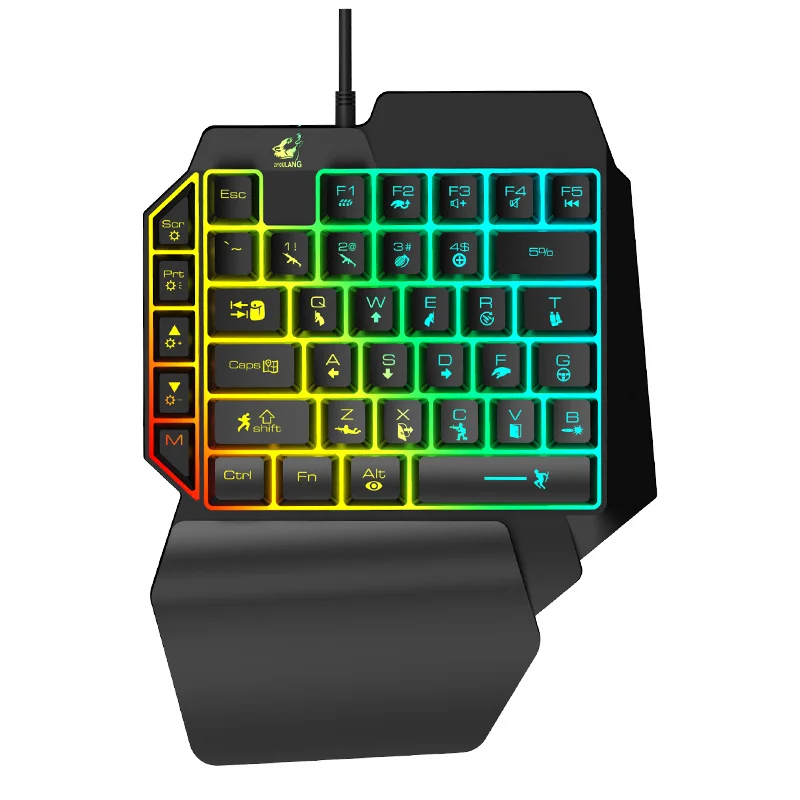 Amazon ebay cross-border free wolf K15 one-handed keyboard gun god left hand manipulator P UBG  game luminescent keyboard