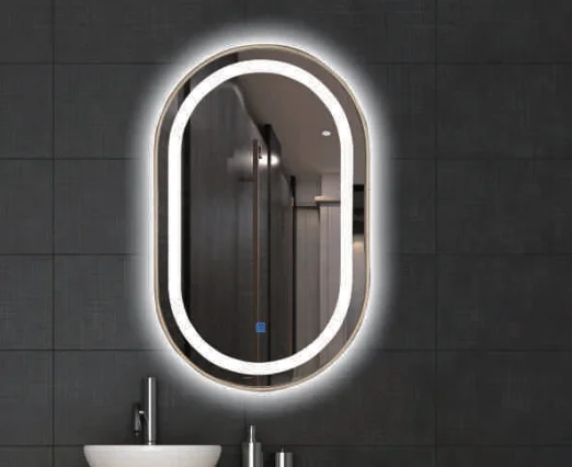 Custom Made Oval LED Bathroom Mirrors 90 x 45cm Wall Mounted Smart Vanity Mirrors with Backlit Front Lighted