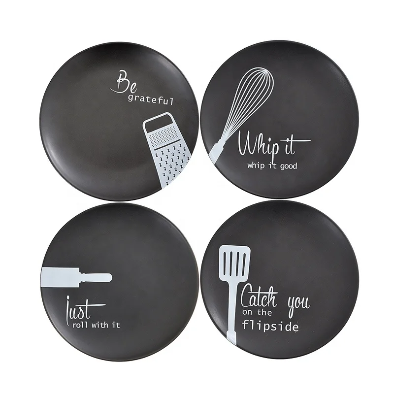 Matte Black Color Dish Restaurant Wholesale Stoneware Round Shape Dinnerware Set Of Plate Ceramic Dinner Plate for Restaurant