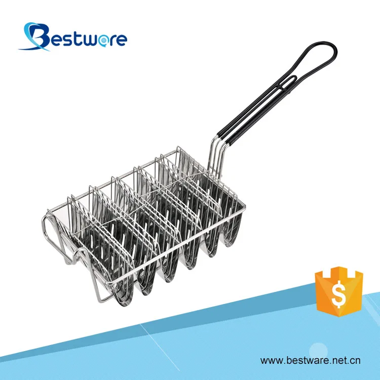 Food Grade Iron Wire and S/S 201 163*165*80mm bread Rectangular Non-stick Taco Fry Basket