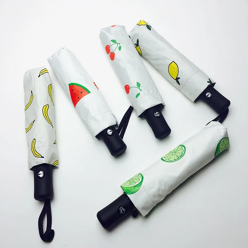 High Quality Windproof rain umbrella automatic open and close 3 folding 8 Ribs umbrella parasol black gel sun umbrella for lady