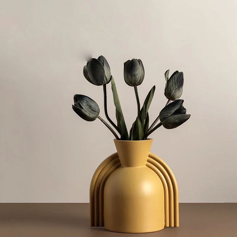 Customize Geometry Ceramic Vase Fashion Art Porch Model Living Room Creativity Nordic Home Decoration Flower Holder Vases