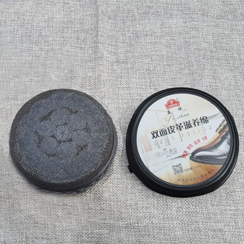 Wholesale household round leather shoes, polished sponge filled with palm wax, double-sided shoe polish wiping